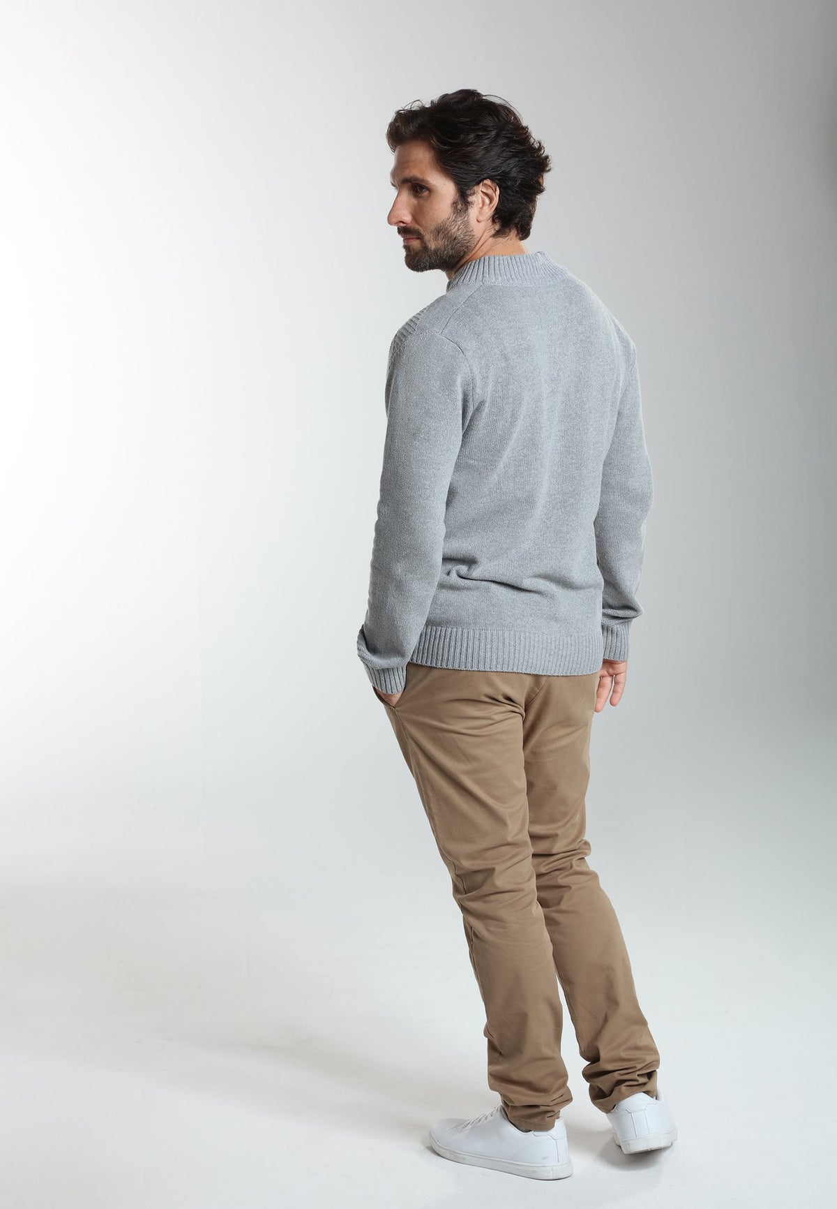 Gilet zippé Lyan en coton jacquard gris – Gentleman Farmer, vue 3