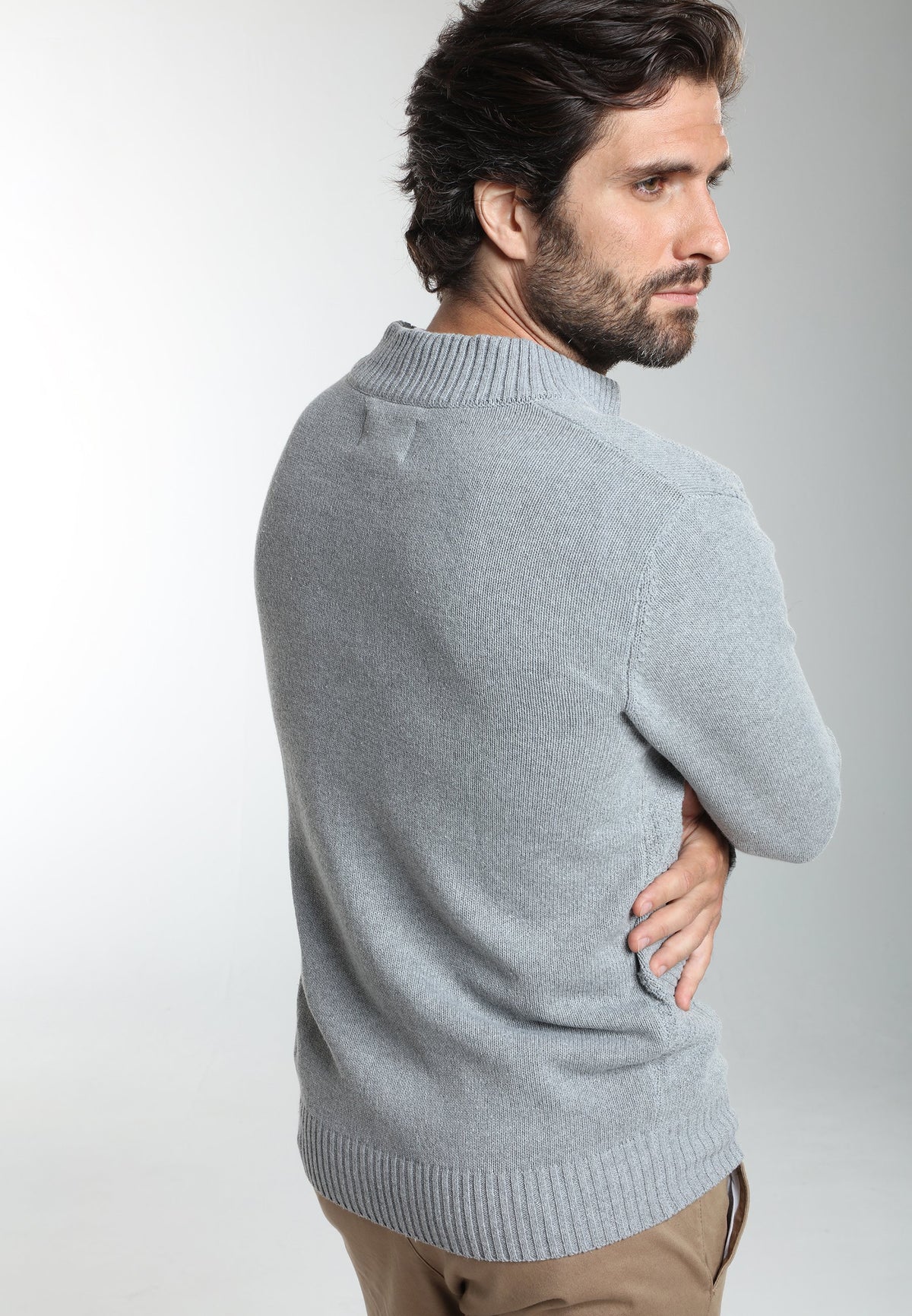 Gilet zippé Lyan en coton jacquard gris – Gentleman Farmer, vue 4
