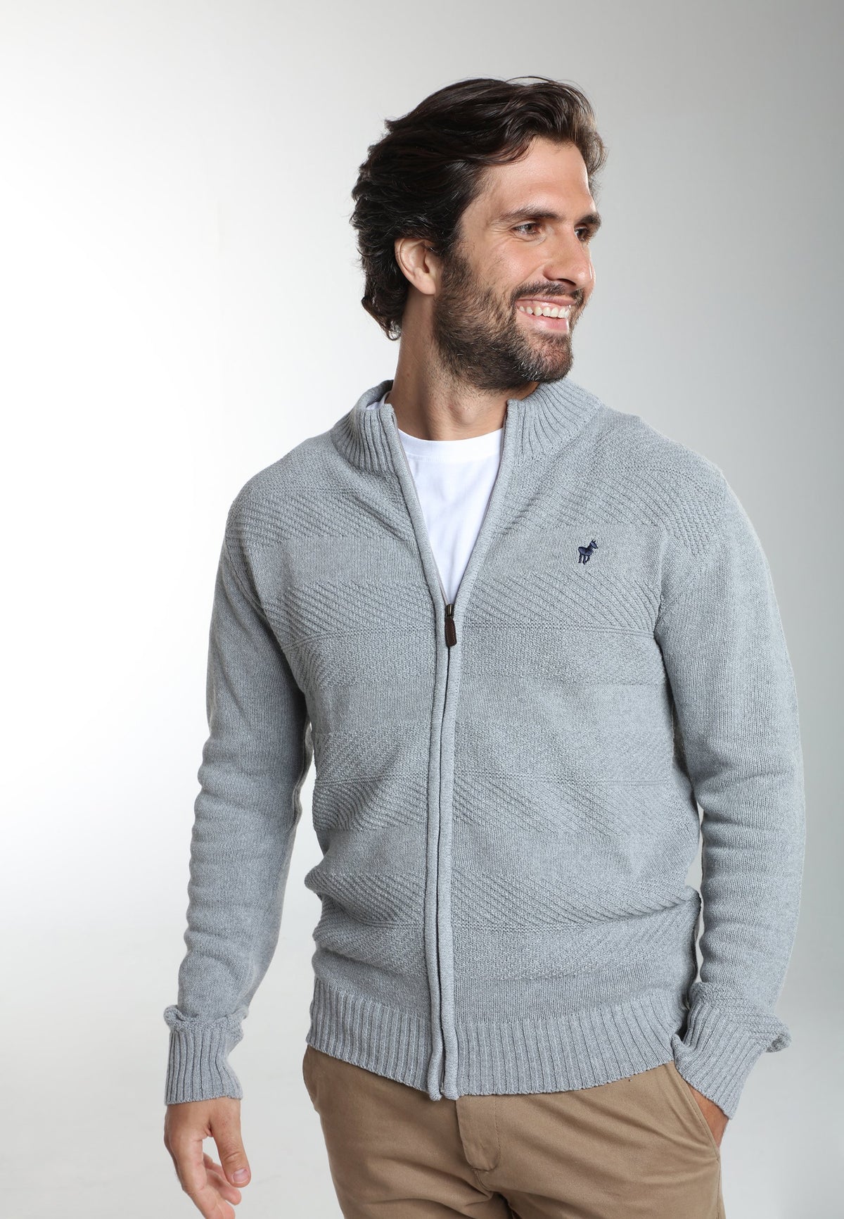 Gilet zippé Lyan en coton jacquard gris – Gentleman Farmer, vue 5