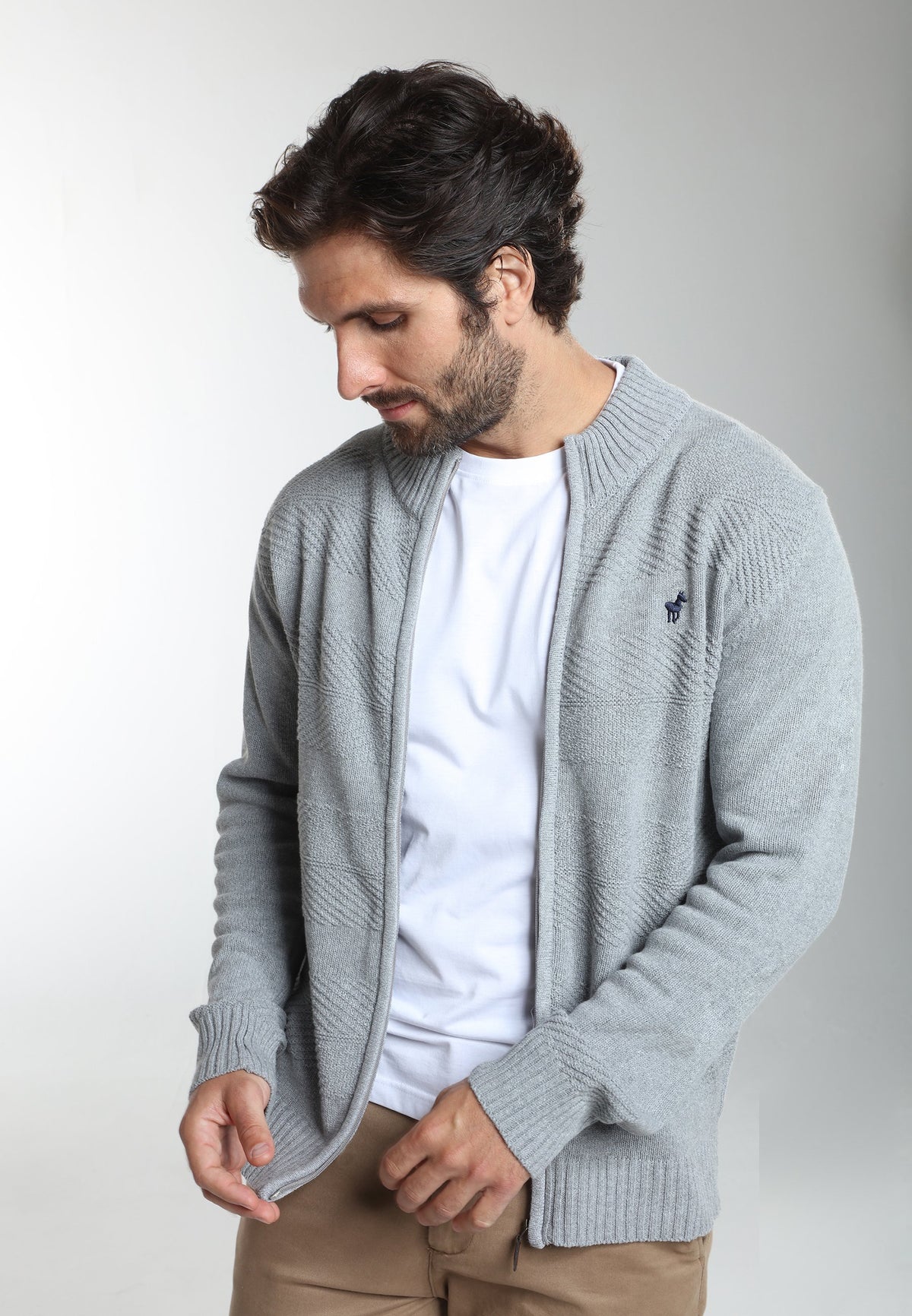 Gilet zippé Lyan en coton jacquard gris – Gentleman Farmer, vue 6
