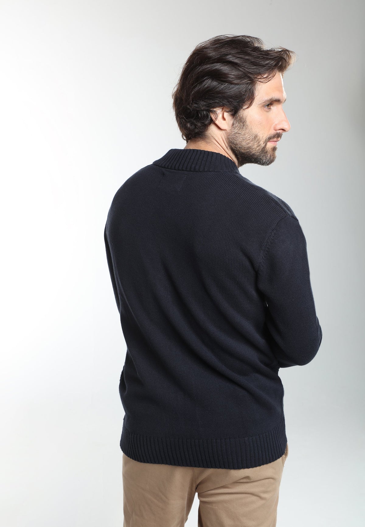 Gilet zippé Lyan en coton jacquard marine – Gentleman Farmer, vue 5