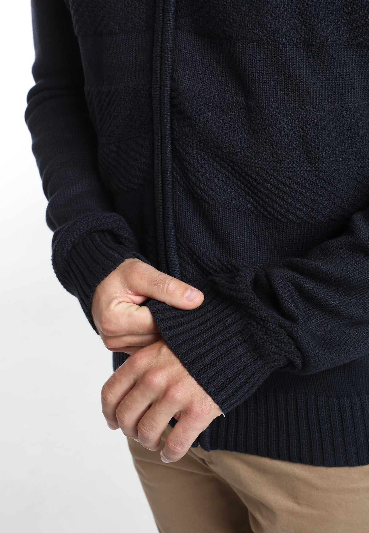 Gilet zippé Lyan en coton jacquard marine – Gentleman Farmer, vue 6