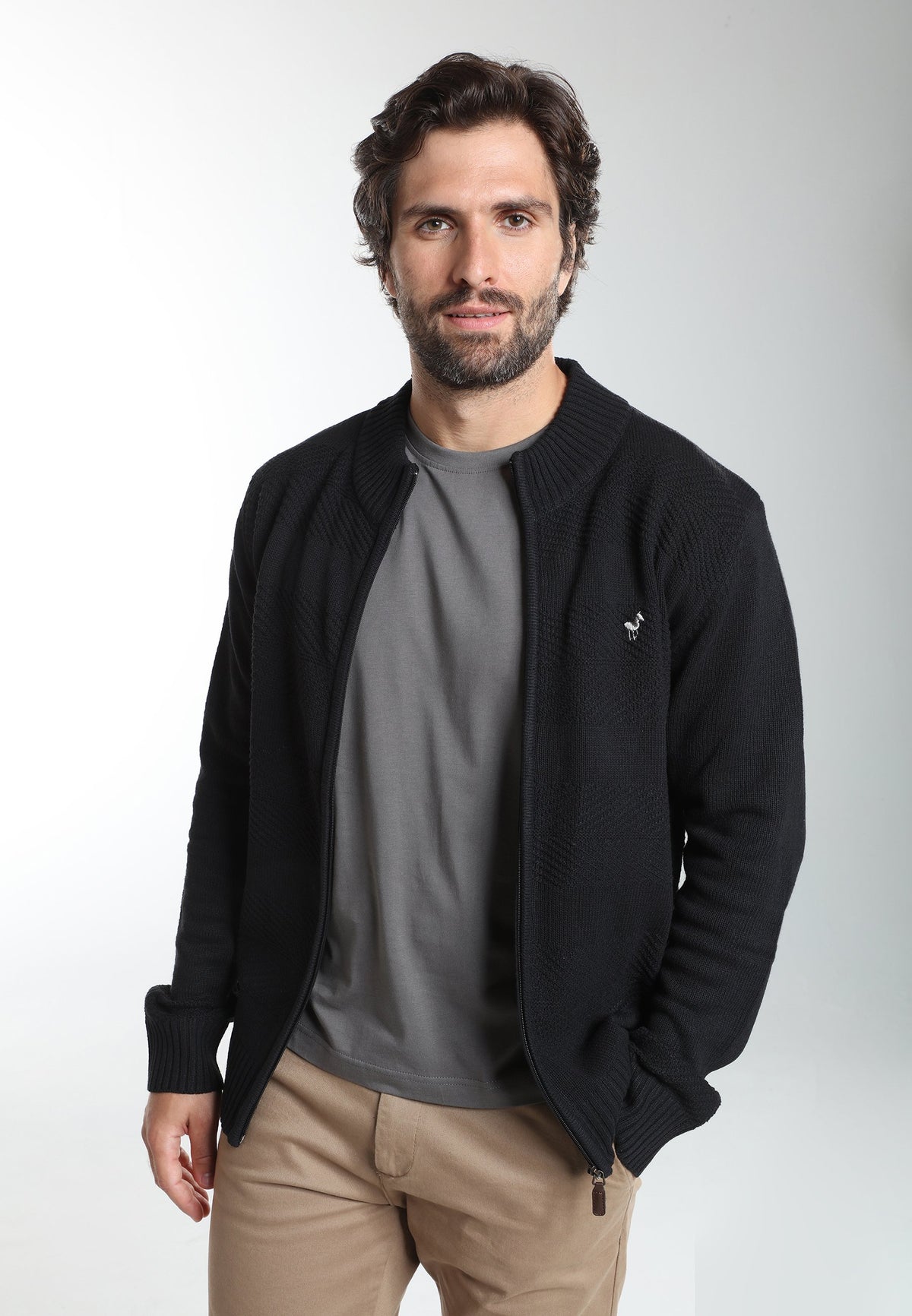Gilet zippé Lyan en coton jacquard noir – Gentleman Farmer, vue 2