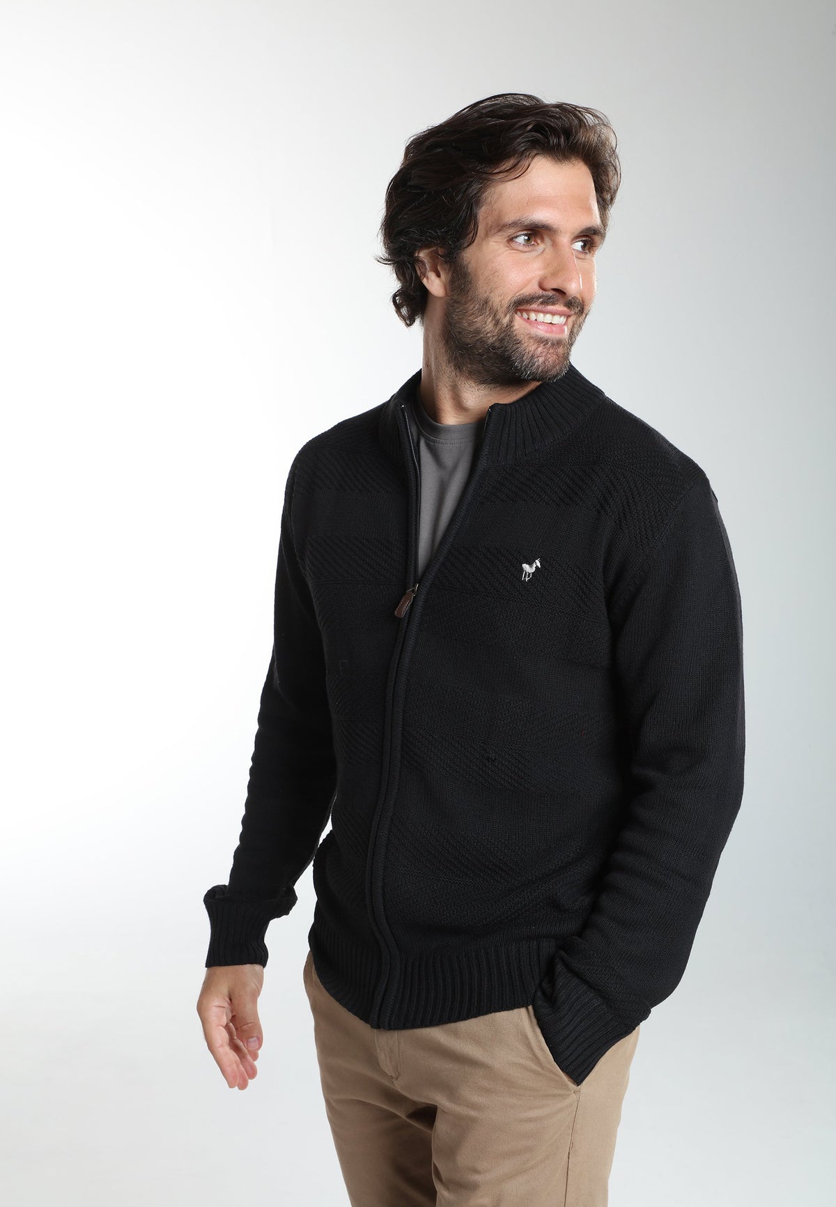 Gilet zippé Lyan en coton jacquard noir – Gentleman Farmer, vue 4