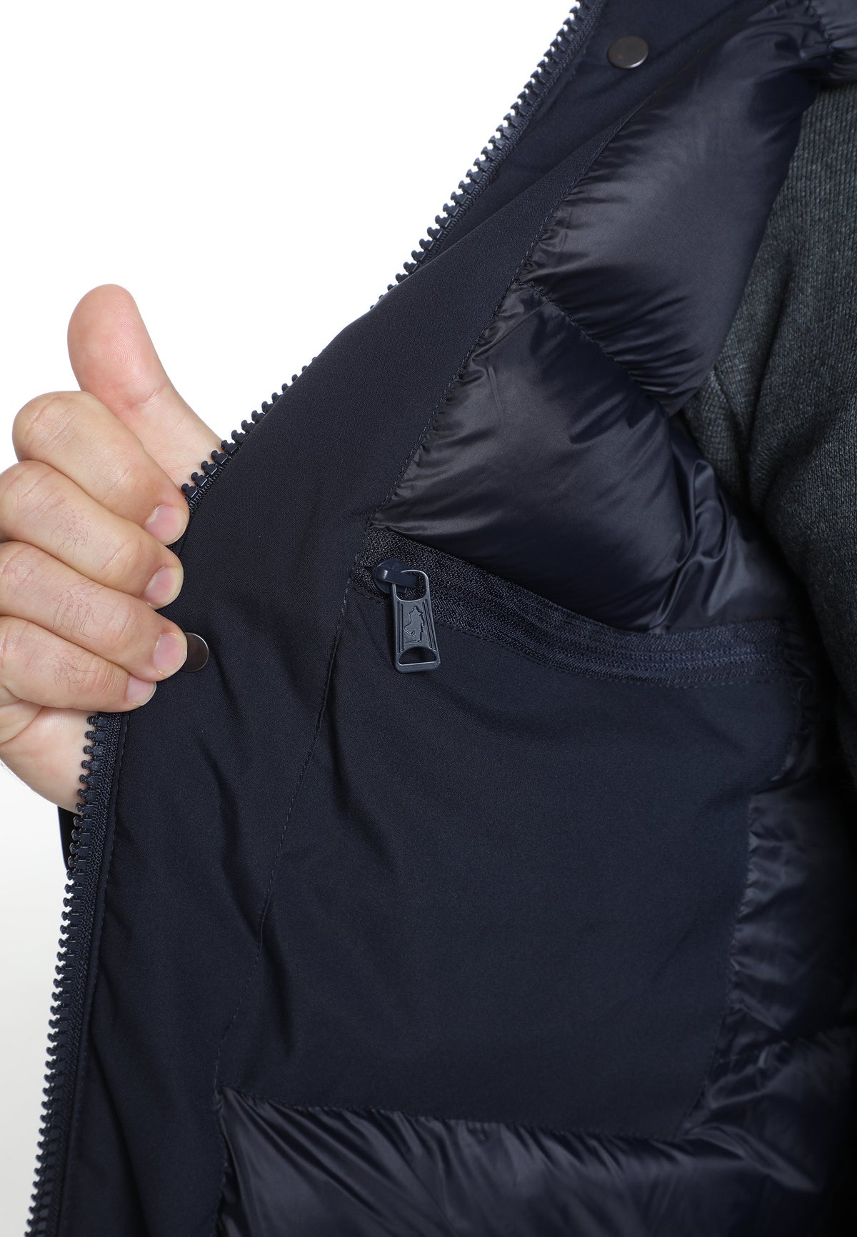 Parka à capuche amovible Prince en polyester marine – Gentleman Farmer, vue 12