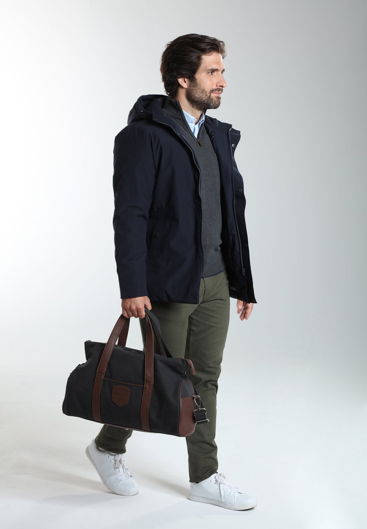Parka à capuche amovible Prince en polyester marine – Gentleman Farmer, vue 2