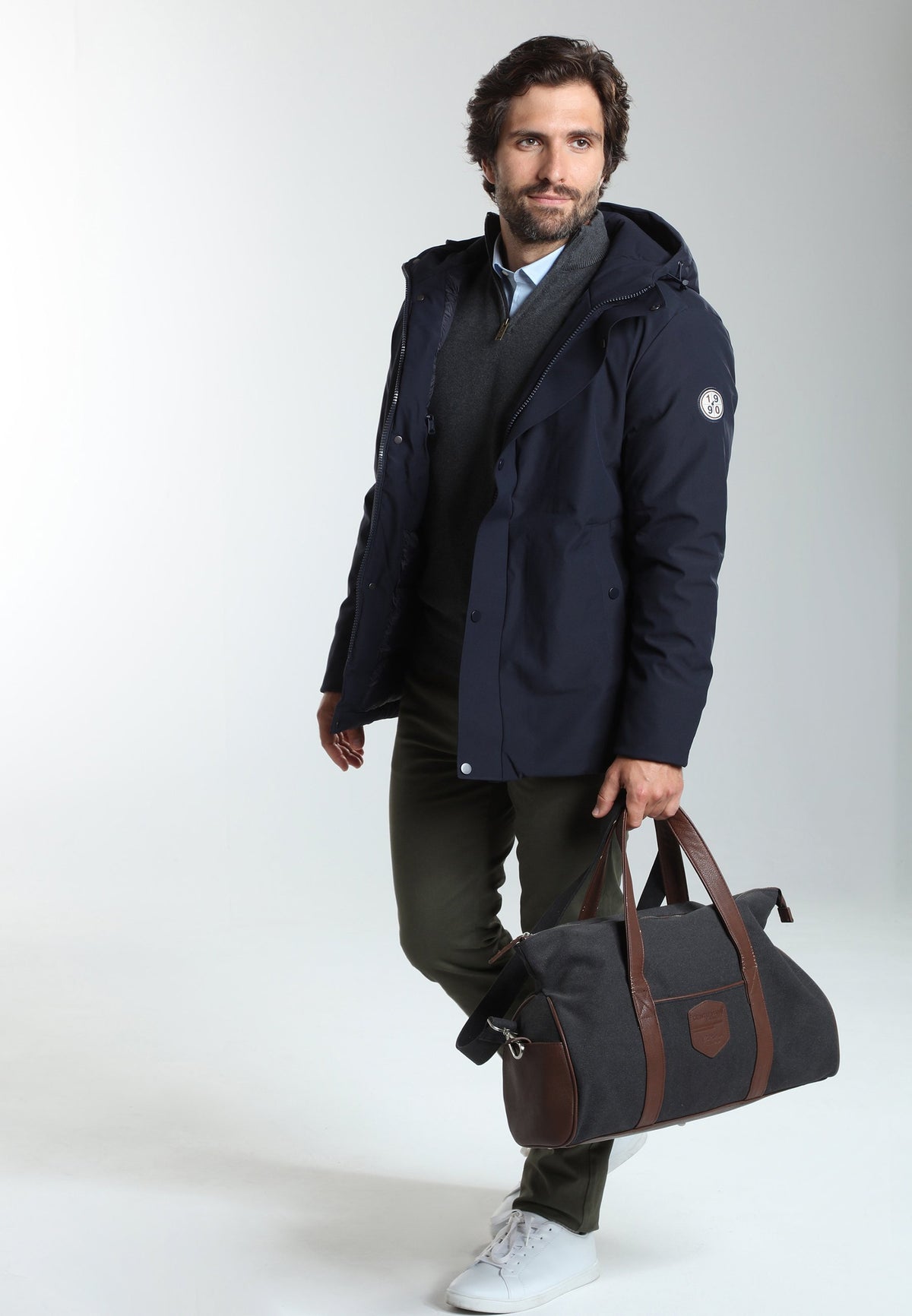 Parka à capuche amovible Prince en polyester marine – Gentleman Farmer, vue 3