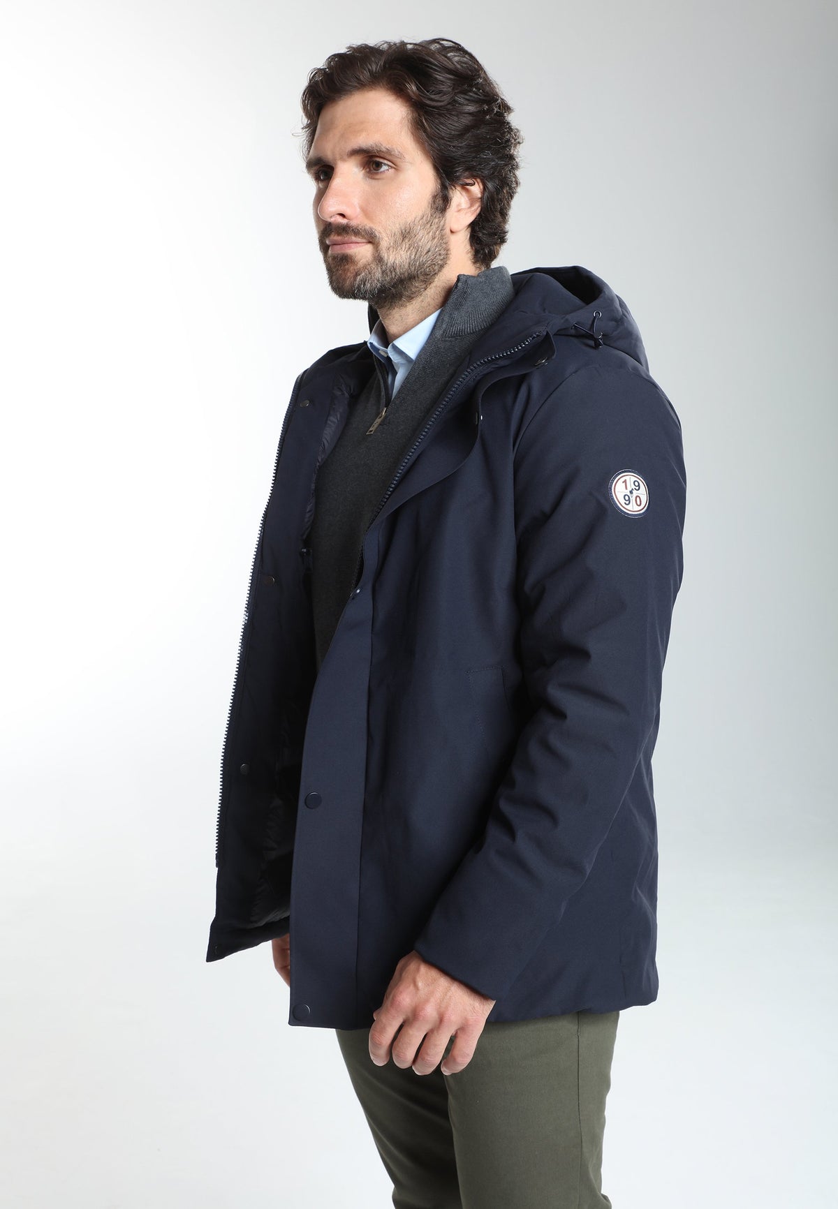Parka à capuche amovible Prince en polyester marine – Gentleman Farmer, vue 4