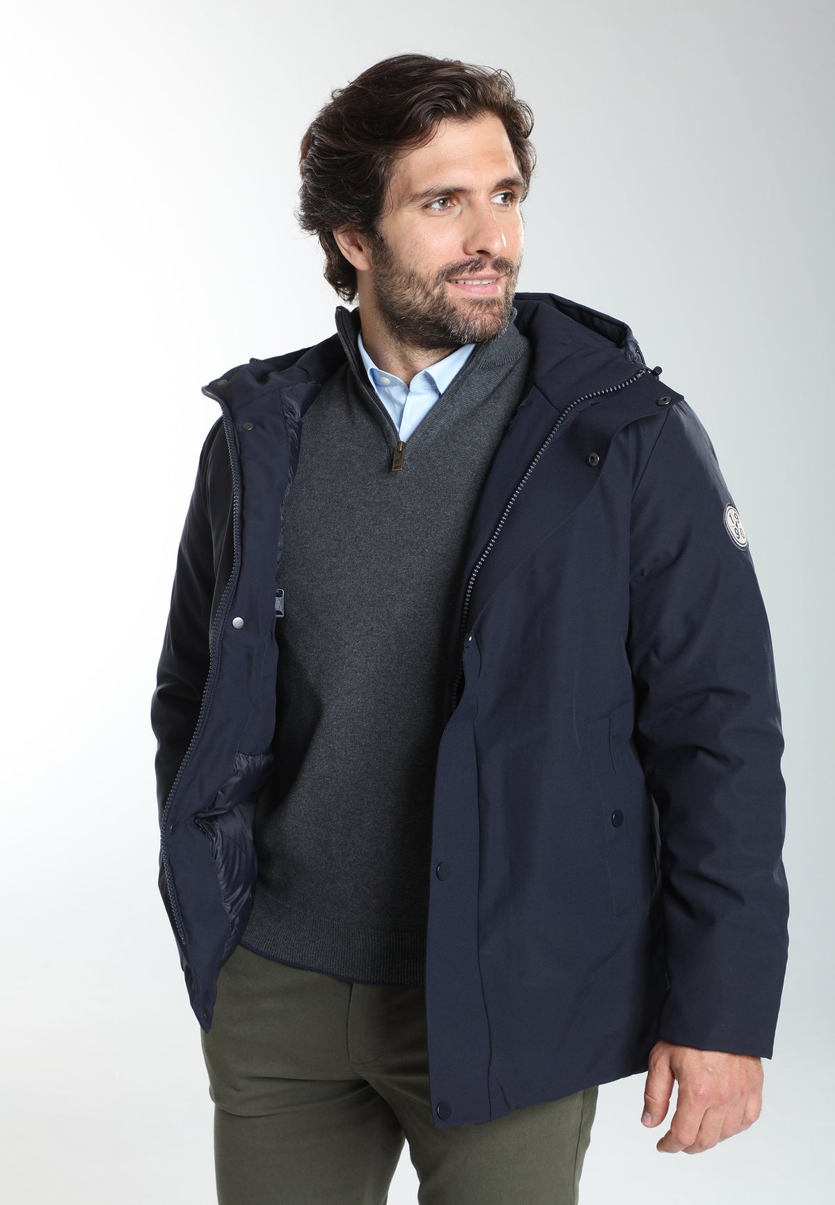 Parka à capuche amovible Prince en polyester marine – Gentleman Farmer, vue 5