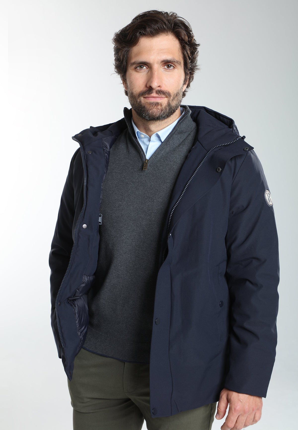 Parka à capuche amovible Prince en polyester marine – Gentleman Farmer, vue 6