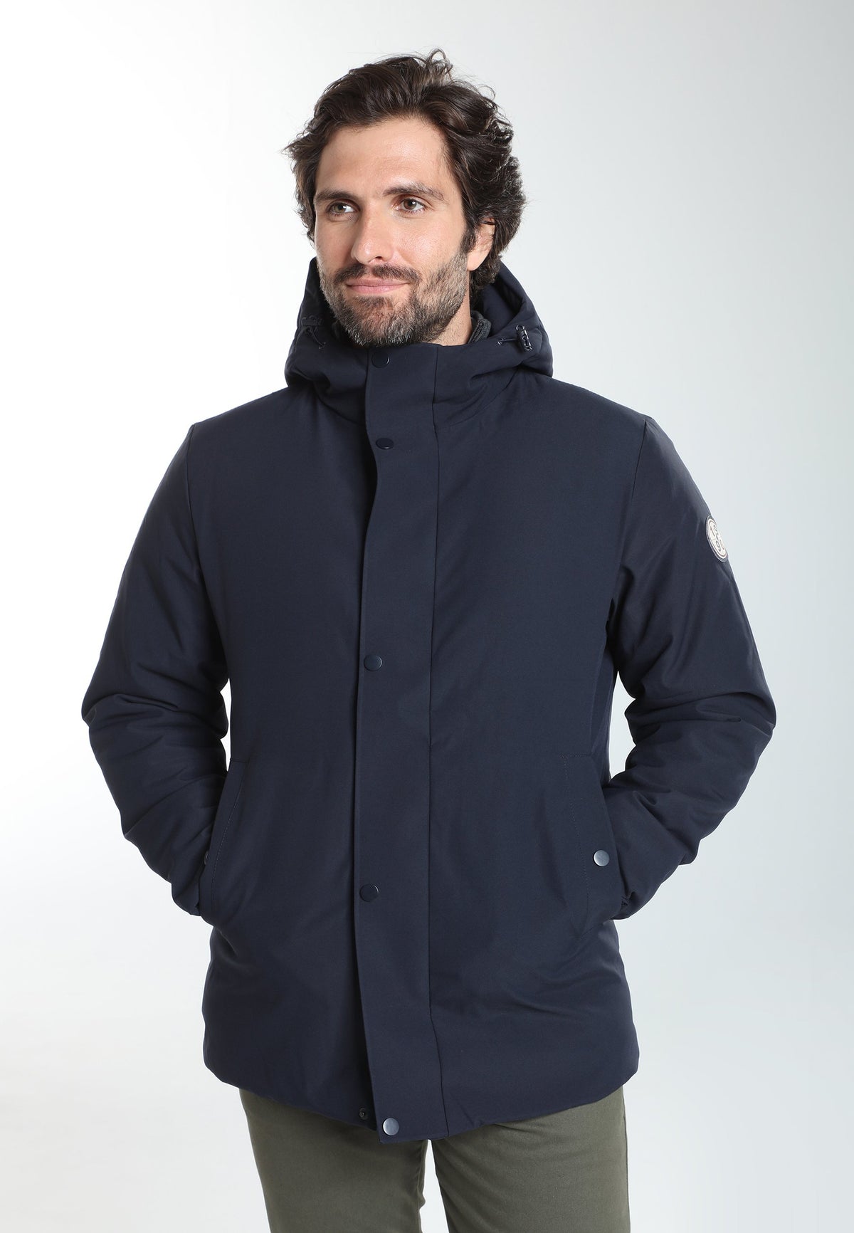 Parka à capuche amovible Prince en polyester marine – Gentleman Farmer, vue 7