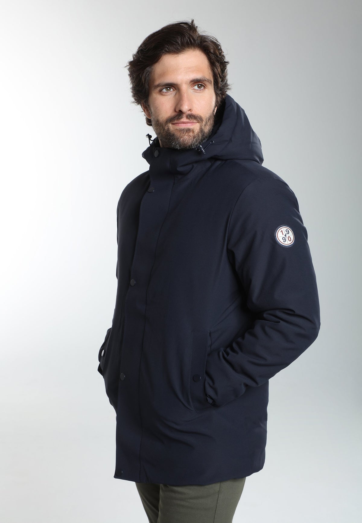 Parka à capuche amovible Prince en polyester marine – Gentleman Farmer, vue 8