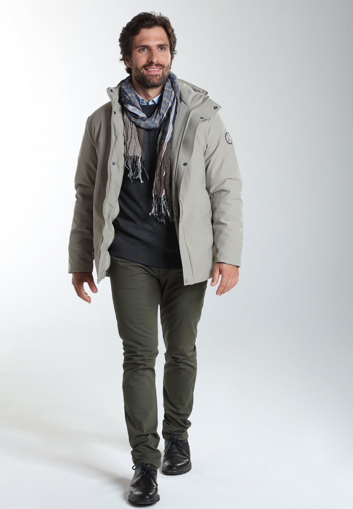 Parka à capuche amovible Prince en polyester taupe – Gentleman Farmer, vue 1