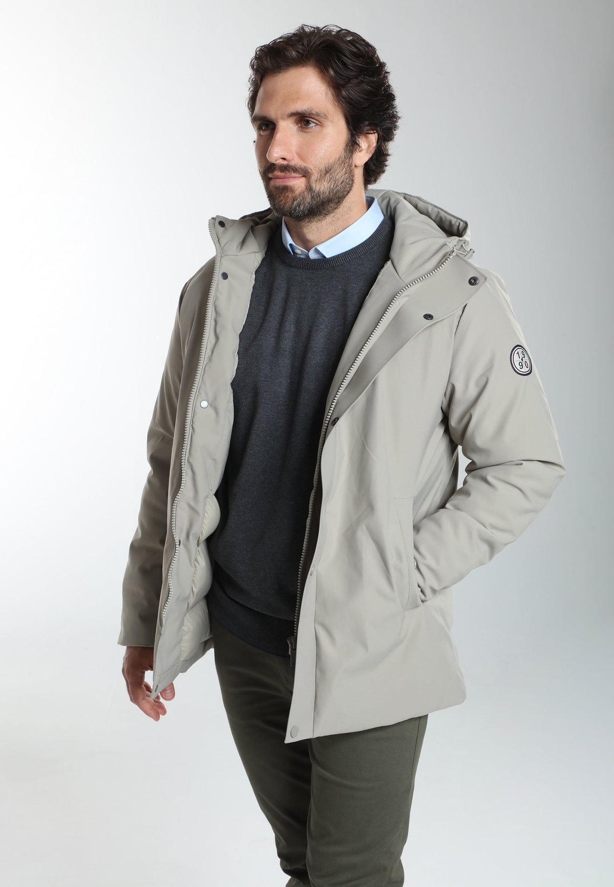 Parka à capuche amovible Prince en polyester taupe – Gentleman Farmer, vue 5