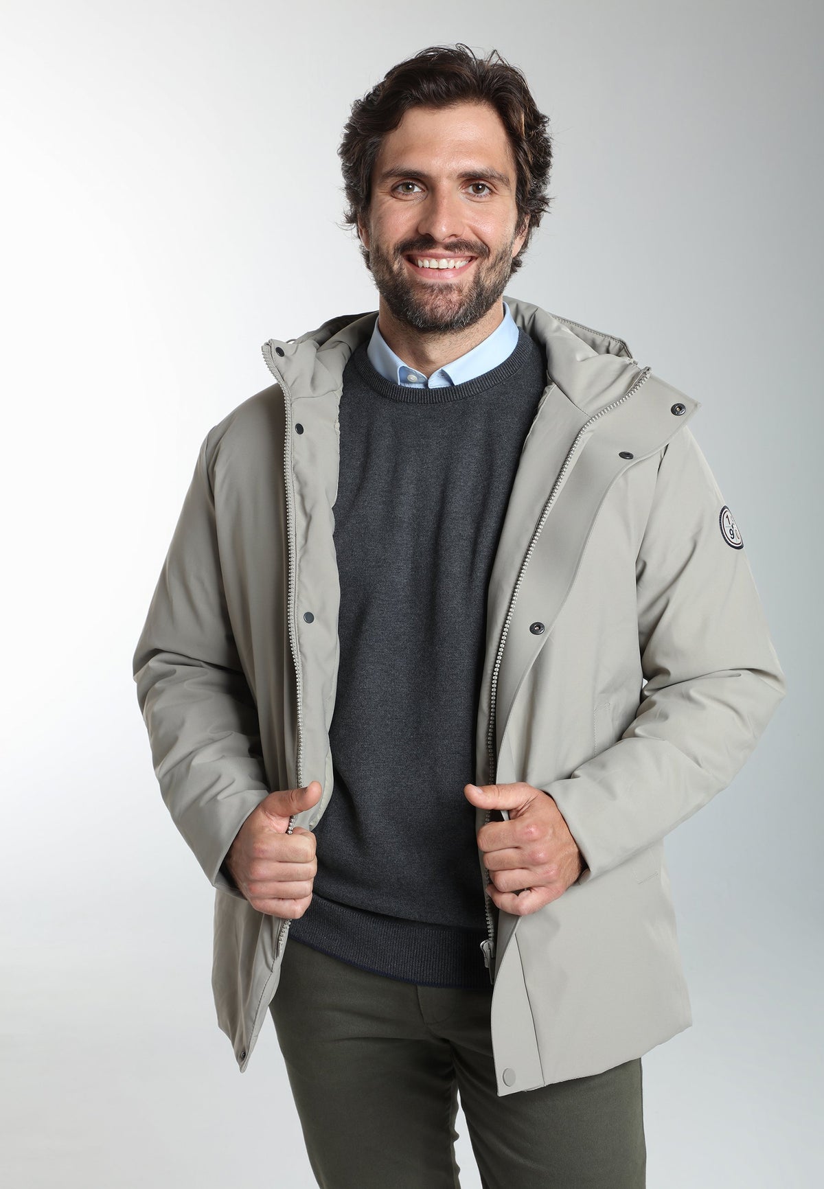 Parka à capuche amovible Prince en polyester taupe – Gentleman Farmer, vue 6