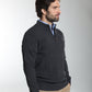 Pull col camionneur zippé Léopol en coton jacquard anthracite – Gentleman Farmer, vue 2