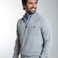 Pull col camionneur zippé Léopol en coton jacquard gris – Gentleman Farmer, vue 1
