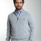 Pull col camionneur zippé Léopol en coton jacquard gris – Gentleman Farmer, vue 2