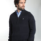 Pull col camionneur zippé Léopol en coton jacquard marine – Gentleman Farmer, vue 5