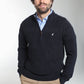 Pull col camionneur zippé Léopol en coton jacquard marine – Gentleman Farmer, vue 6