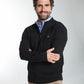 Pull col camionneur zippé Léopol en coton jacquard noir – Gentleman Farmer, vue 1