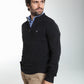Pull col camionneur zippé Léopol en coton jacquard noir – Gentleman Farmer, vue 2