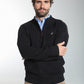 Pull col camionneur zippé Léopol en coton jacquard noir – Gentleman Farmer, vue 3