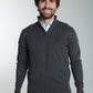 Pull col camionneur zippé Maxime en coton Milano anthracite – Gentleman Farmer, vue 6