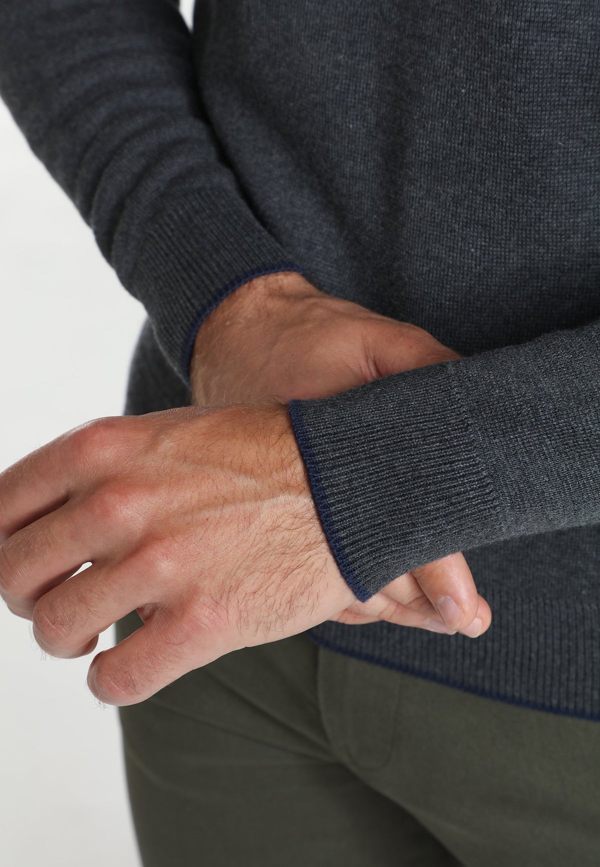 Pull col camionneur zippé Maxime en coton Milano anthracite – Gentleman Farmer, vue 9
