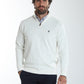 Pull col camionneur zippé Maxime en coton Milano blanc – Gentleman Farmer, vue 1