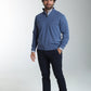 Pull col camionneur zippé Maxime en coton Milano bleu – Gentleman Farmer, vue 1