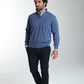 Pull col camionneur zippé Maxime en coton Milano bleu – Gentleman Farmer, vue 2