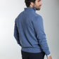 Pull col camionneur zippé Maxime en coton Milano bleu – Gentleman Farmer, vue 4