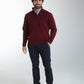 Pull col camionneur zippé Maxime en coton Milano bordeaux – Gentleman Farmer, vue 1