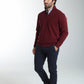 Pull col camionneur zippé Maxime en coton Milano bordeaux – Gentleman Farmer, vue 2