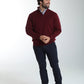 Pull col camionneur zippé Maxime en coton Milano bordeaux – Gentleman Farmer, vue 3