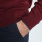 Pull col camionneur zippé Maxime en coton Milano bordeaux – Gentleman Farmer, vue 9