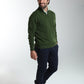 Pull col camionneur zippé Maxime en coton Milano kaki – Gentleman Farmer, vue 2