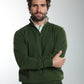 Pull col camionneur zippé Maxime en coton Milano kaki – Gentleman Farmer, vue 7