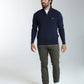 Pull col camionneur zippé Maxime en coton Milano marine – Gentleman Farmer, vue 1