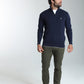 Pull col camionneur zippé Maxime en coton Milano marine – Gentleman Farmer, vue 2