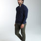 Pull col camionneur zippé Maxime en coton Milano marine – Gentleman Farmer, vue 3