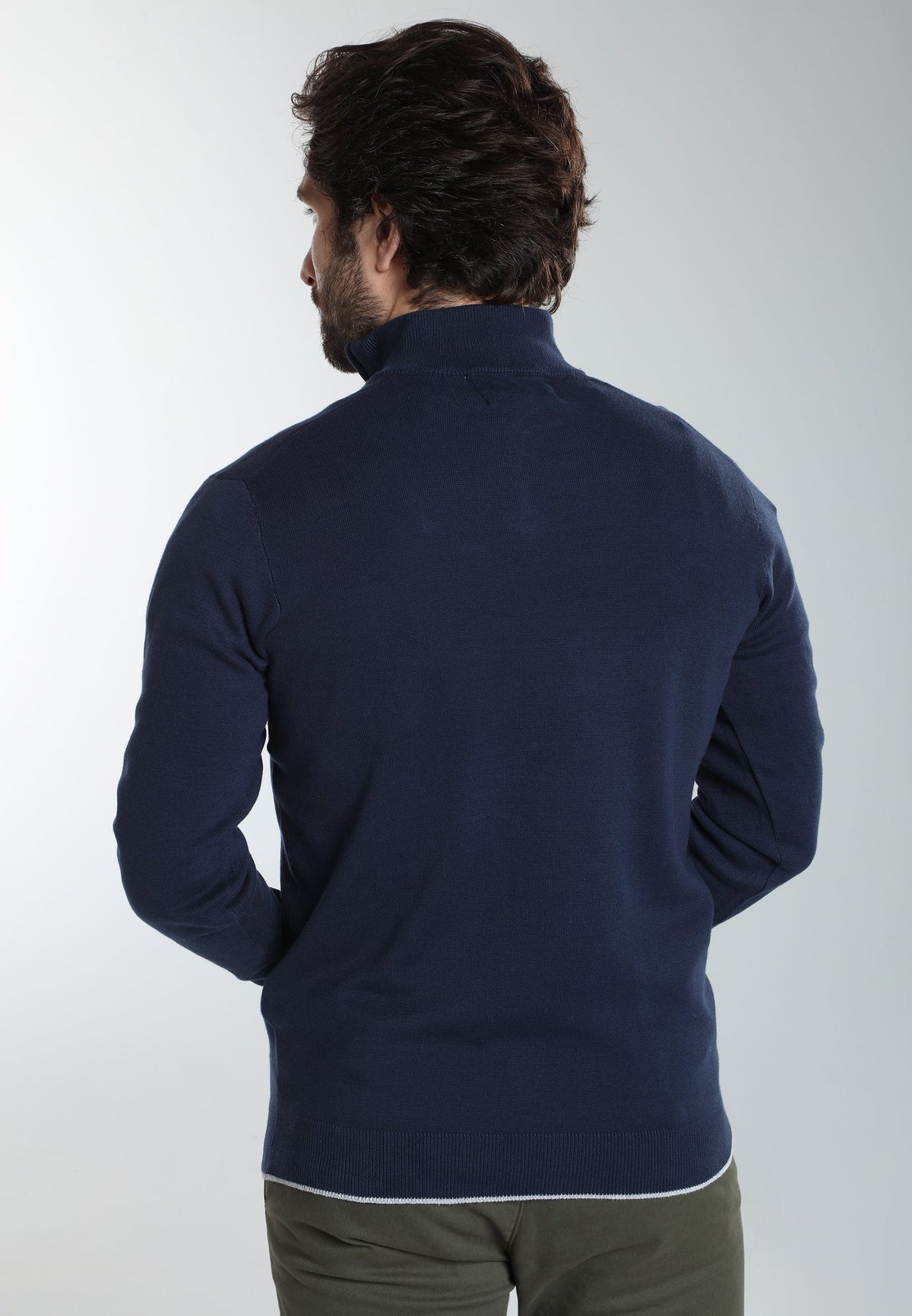 Pull col camionneur zippé Maxime en coton Milano marine – Gentleman Farmer, vue 5