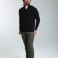 Pull col camionneur zippé Maxime en coton Milano noir – Gentleman Farmer, vue 2