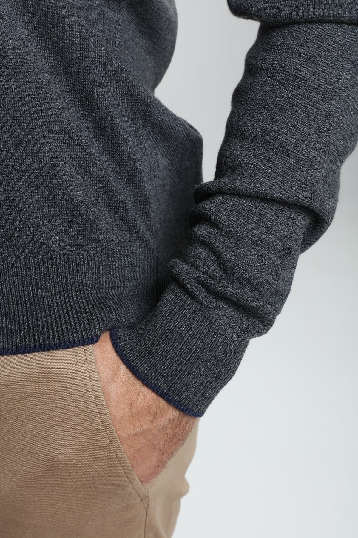 Pull col polo Marvin en coton Milano anthracite – Gentleman Farmer, vue 8