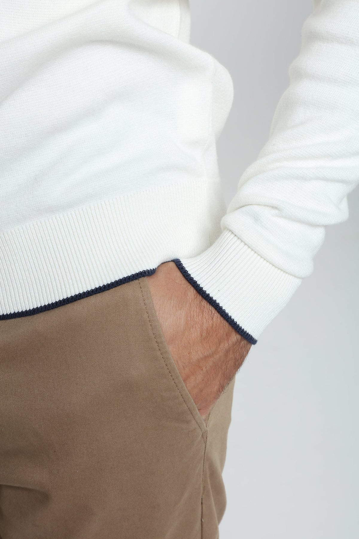 Pull col polo Marvin en coton Milano blanc – Gentleman Farmer, vue 8