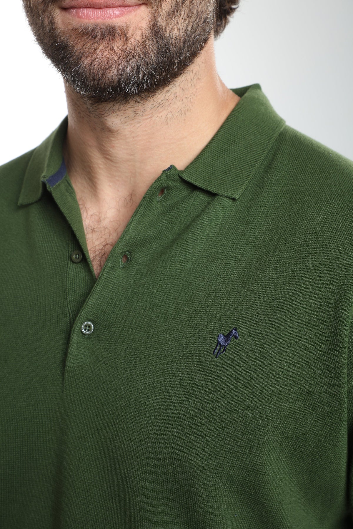 Pull col polo Marvin en coton Milano kaki – Gentleman Farmer, vue 7