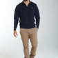 Pull col polo Marvin en coton Milano marine – Gentleman Farmer, vue 1