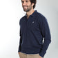 Pull col polo Marvin en coton Milano marine – Gentleman Farmer, vue 7