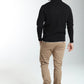 Pull col polo Marvin en coton Milano noir – Gentleman Farmer, vue 2